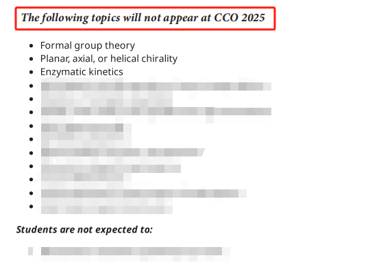 2025年CCO化学竞赛大纲